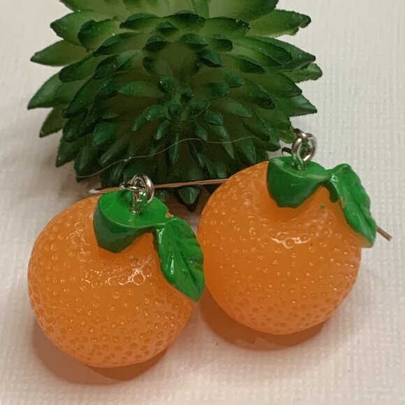 Orange Earring, Fruit Earring, Funny Food Earring, Florida Earring, Gift Idea - Picture 3 of 5